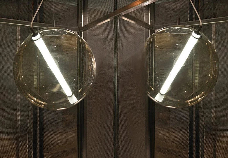 Lámpara colgante de cristal led gris humo minimalista moderna, iluminación para restaurante, lámpara decorativa 